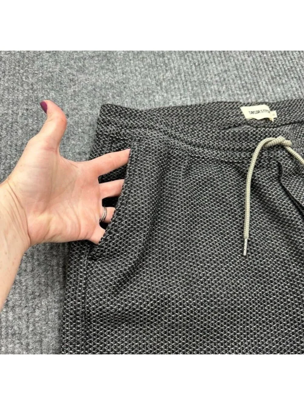 Taylor Stitch Apres Pants Charcoal Sashiko Waffle Knit Organic Cotton Mens sz XL